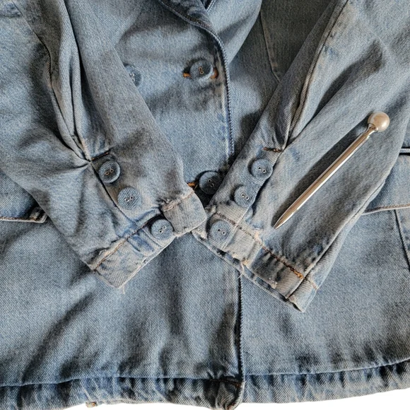 ZARA Denim Double Breasted Blazer Boxy Oversized Jacket Blue Women’s Siz… - Picture 12 of 17